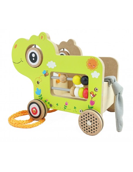 Drewniany hipopotam sorter na kołach