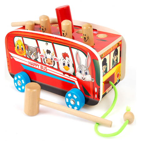 Autobus wbijak drewniany wyskakujące króliki