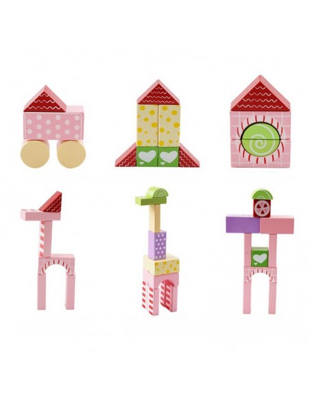 Klocki drewniane cukierkowe kolory  30 szt. w wiaderku