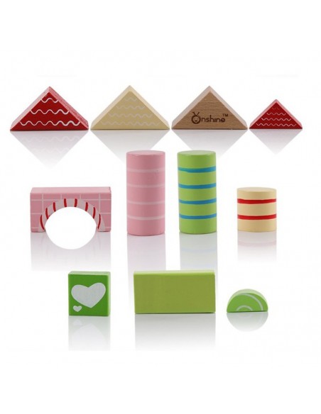 Klocki drewniane cukierkowe kolory  30 szt. w wiaderku