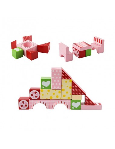 Klocki drewniane cukierkowe kolory  30 szt. w wiaderku