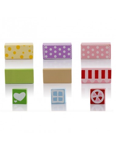 Klocki drewniane cukierkowe kolory  30 szt. w wiaderku