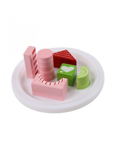 Klocki drewniane cukierkowe kolory  30 szt. w wiaderku