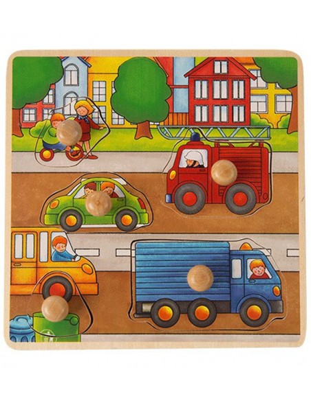 Drewniana układanka, puzzle z pinezkami ciężarówka