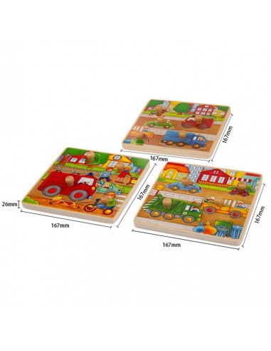 Drewniana układanka, puzzle z pinezkami ciężarówka