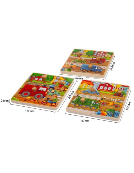 Drewniana układanka, puzzle z pinezkami ciężarówka