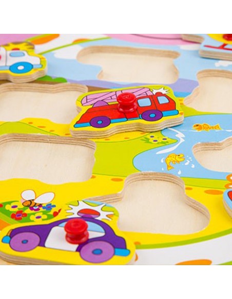 Drewniana układanka, puzzle z pinezkami żółw