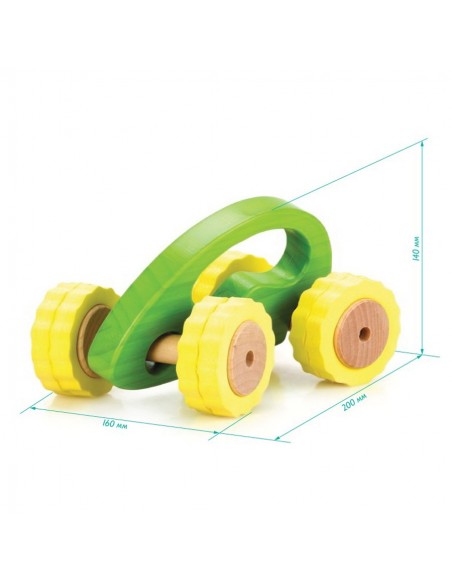 Duży drewniany samochód wyścigowy zielony Lucy & Leo