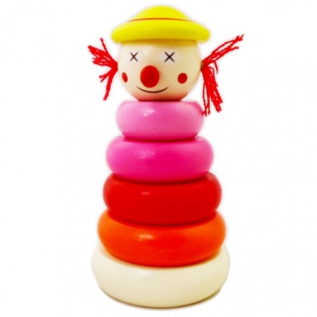 Drewniana piramida. Wieża klaun różowy