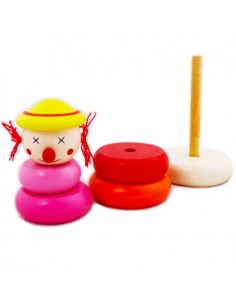 Drewniana piramida. Wieża klaun różowy 2