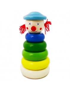 Drewniana piramida. Wieża klaun niebieski