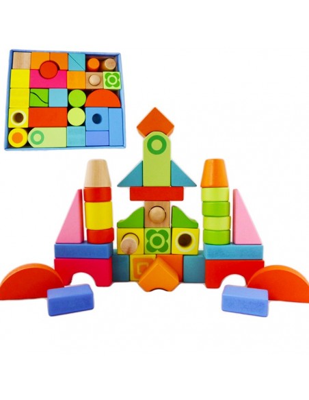 Zestaw 40 drewnianych klocków 