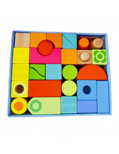 Zestaw 40 drewnianych klocków 