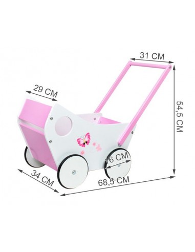 Drewniany wózek dla lalek chodzik pchacz