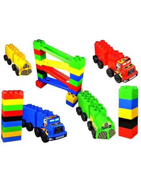 Klocki GIGANTY zjeżdżalnia + pojazdy