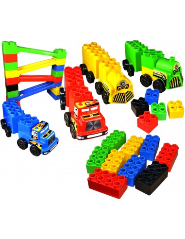 Klocki GIGANTY zjeżdżalnia + pojazdy
