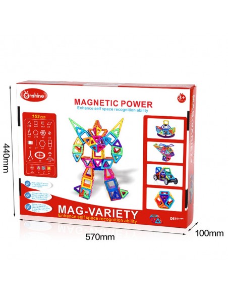 Klocki magnetyczne Onshine 152szt. + karty 