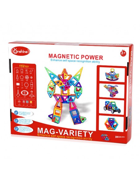 Klocki magnetyczne Onshine 152szt. + karty 