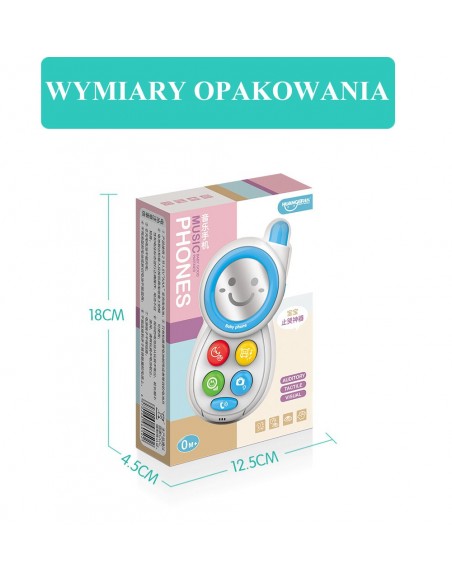 Telefon z lusterkiem dla dzieci z melodią i światłem