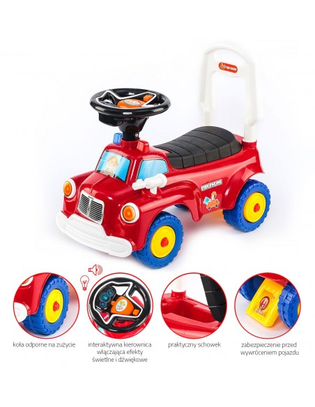 Jeździk STRAŻ POŻARNA chodzik pchacz czerwony