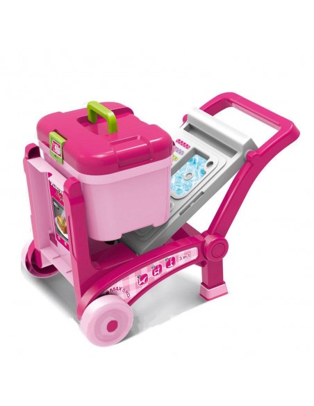 Duża kuchnia dla dzieci wózek skrzynka różowa