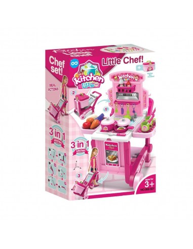 Duża kuchnia dla dzieci wózek skrzynka różowa