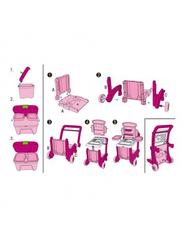 Duża kuchnia dla dzieci wózek skrzynka różowa