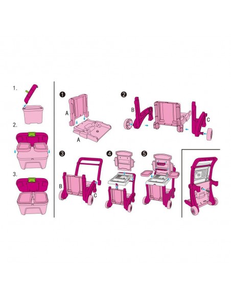 Duża kuchnia dla dzieci wózek skrzynka różowa