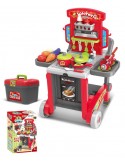 Duża kuchnia dla dzieci z akcesoriami 3 w 1 wózek skrzynka czerwona