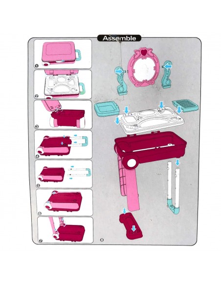 Toaletka z kosmetykami i przyborami z dźwiękiem i światłami