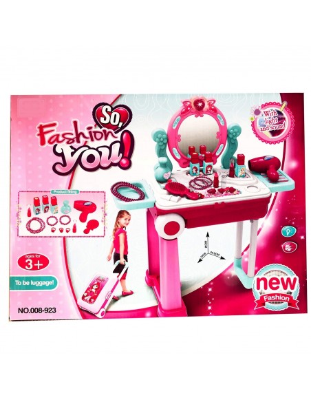 Toaletka z kosmetykami i przyborami z dźwiękiem i światłami