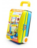 Kuchnia dla dzieci na kółkach z akcesoriami 2w1 walizka żółta