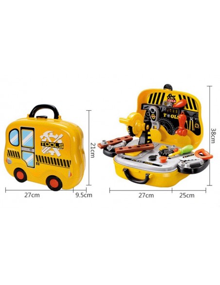 Warsztat z narzędzami w walizce na kołach