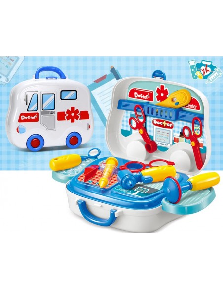 Zestaw MAŁY DOKTOR lekarz na kółkach  walizka ambulans