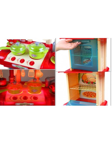 Kuchnia dla dzieci z dźwiękiem zakcesoriami walizka czerwona