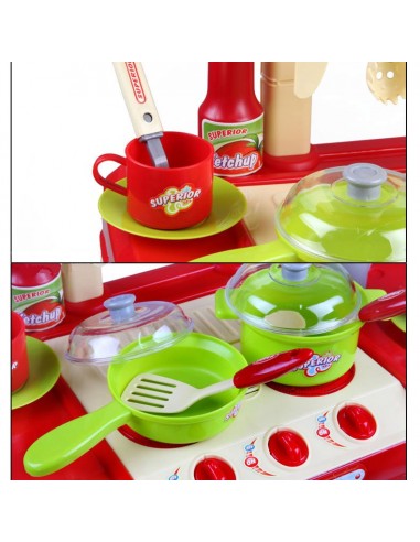 Kuchnia dla dzieci z dźwiękiem zakcesoriami walizka czerwona