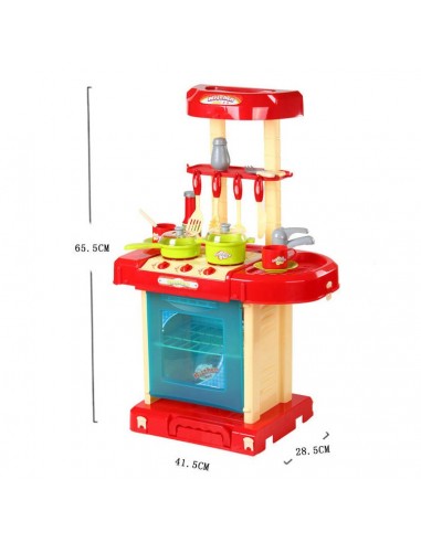 Kuchnia dla dzieci z dźwiękiem zakcesoriami walizka czerwona