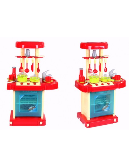 Kuchnia dla dzieci z dźwiękiem zakcesoriami walizka czerwona