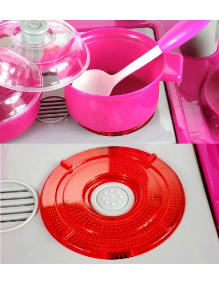 Kuchnia dla dzieci z dźwiękiem z akcesoriami walizka różowa