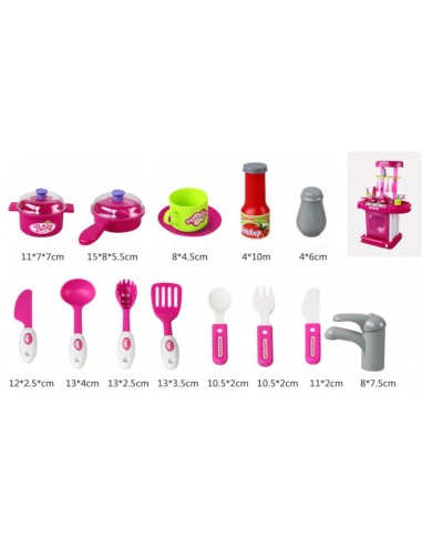 Kuchnia dla dzieci z dźwiękiem z akcesoriami walizka różowa