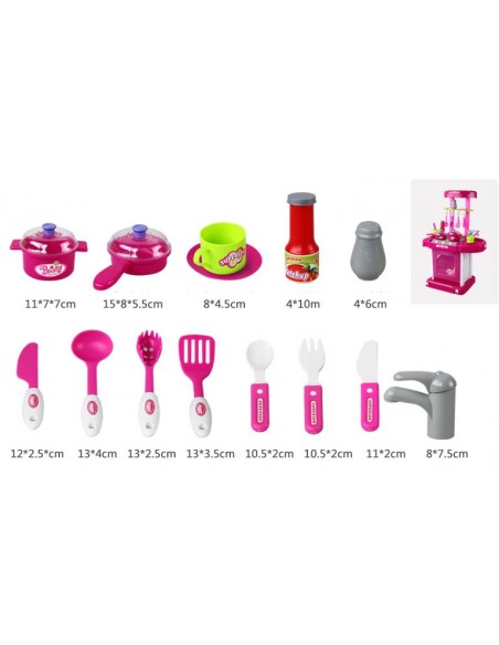 Kuchnia dla dzieci z dźwiękiem z akcesoriami walizka różowa