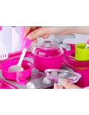 Kuchnia dla dzieci z dźwiękiem z akcesoriami walizka różowa