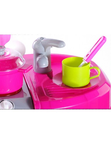 Kuchnia dla dzieci z dźwiękiem z akcesoriami walizka różowa