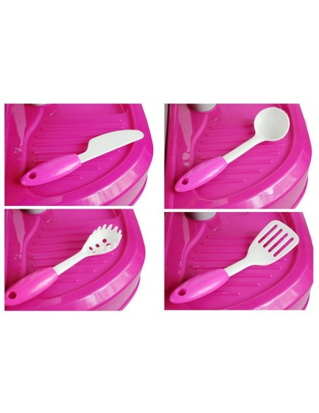 Kuchnia dla dzieci z dźwiękiem z akcesoriami walizka różowa