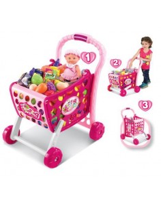 Koszyk wózek na zakupy z owocami warzywami różowy 2