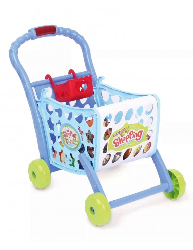 Koszyk wózek na zakupy z owocami warzywami niebieski