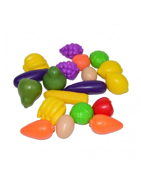 Koszyk wózek na zakupy z owocami warzywami niebieski