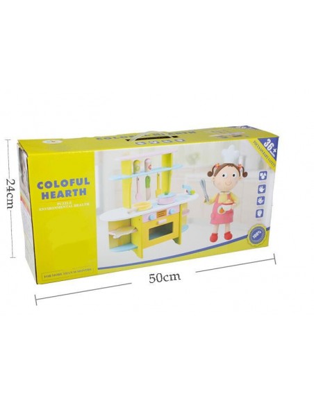 Drewniana kuchnia z akcesoriami