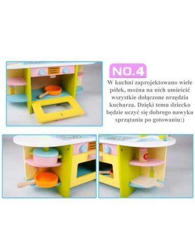 Drewniana kuchnia z akcesoriami