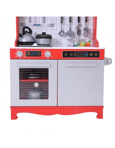 Ogromna drewniana czerwona kuchnia z akcesoriami ONSHINE